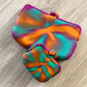 Tie Dye Candy Kiss Lock Cosmetics Clutch/Bag Set